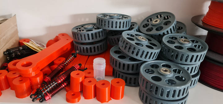 Pile of parts ready for the robot tank