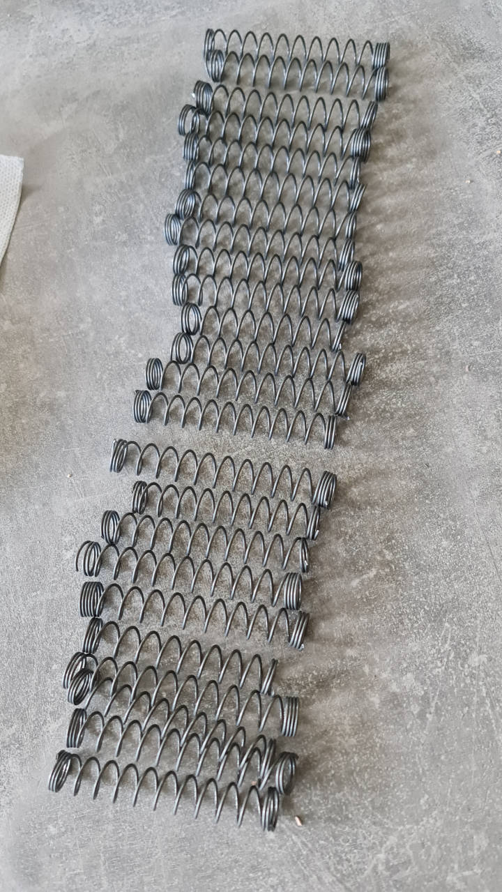 Springs bent and ready for the robot tank