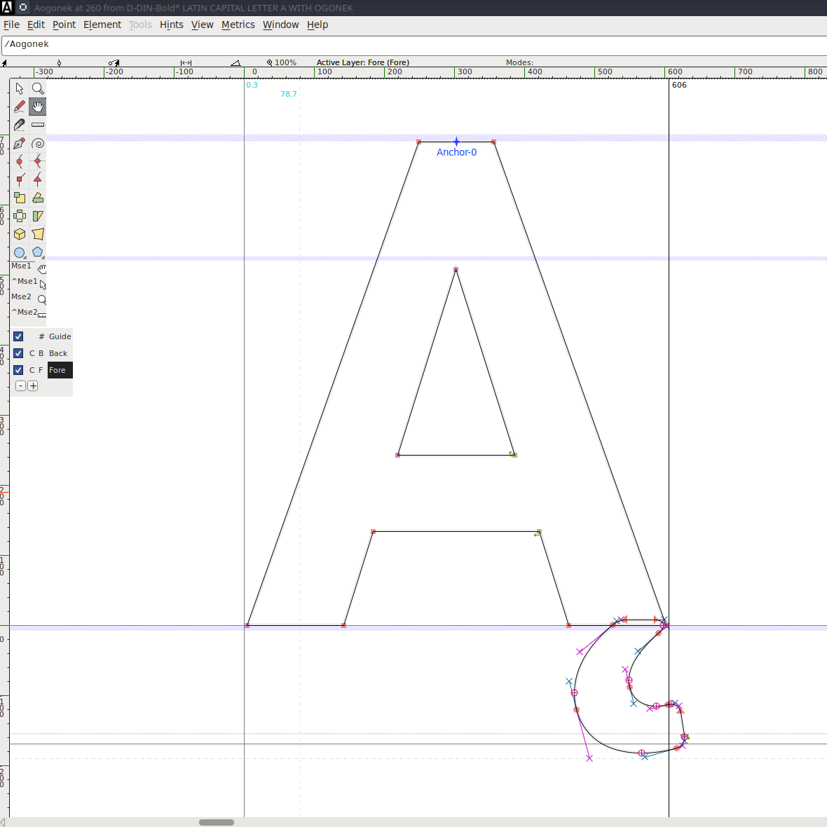 Modifying fonts with FontForge