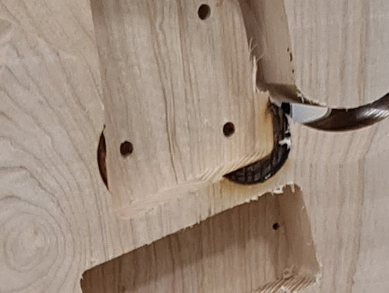 Collet nut cut into the wood