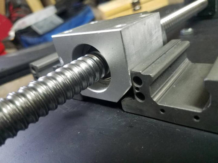 Shaving down the nut block for the ballscrew